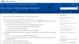How do I log in to Watson Campaign Automation? - IBM