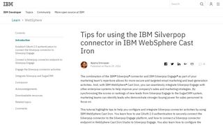 Tips for using the IBM Silverpop connector in IBM WebSphere Cast Iron