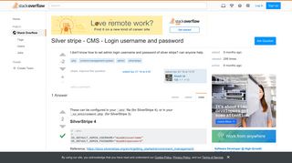 Silver stripe - CMS - Login username and password - Stack Overflow