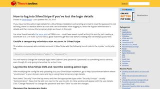 How to log into SilverStripe if you've lost the login details - Electric ...