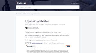 Logging in to Silvertrac | Silvertrac Software Help Center