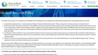 SimonMed :: Medical Records Policy