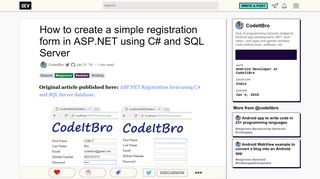 How to create a simple registration form in ASP.NET using C# and ...