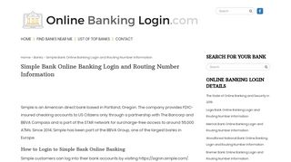 Simple Bank Online Banking Login and Routing Number Information ...