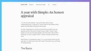 A year with Simple: An honest appraisal – Justin Cone