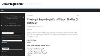 Creating A Simple Login Form Without The Use Of Database – Zero ...