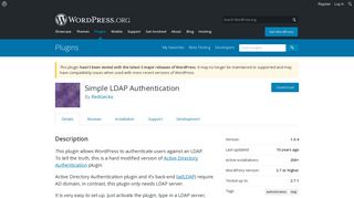 Simple LDAP Authentication | WordPress.org