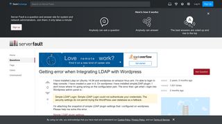Getting error when Integrating LDAP with Wordpress - Server Fault