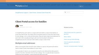 Client Portal access for families – SimplePractice Support