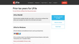 Prior tax years | UFile