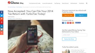 Now Accepted: You Can File Your 2014 Tax Return with TurboTax ...