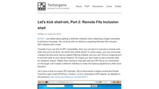 Let's kick shell-ish, Part 2: Remote File Inclusion shell – Techorganic ...