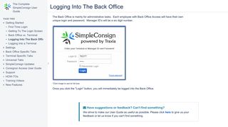 Logging Into The Back Office - The Complete SimpleConsign User ...