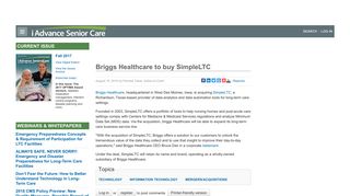 Briggs Healthcare to buy SimpleLTC | I Advance Senior Care
