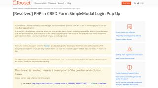 PHP in CRED Form SimpleModal Login Pop Up - Toolset