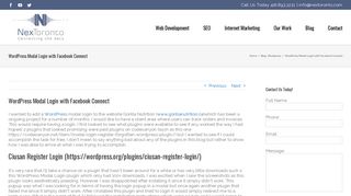 WordPress Modal Login with Facebook Connect - NexToronto