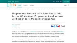 SimpleNexus Partners with FormFree to Add AccountChek Asset ...
