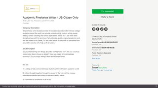 SimpleTense Education Academic Freelance Writer - US Citizen Only ...
