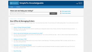 Box Office & Managing Orders : SimpleTix Knowledgeable