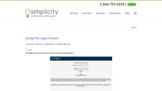 Using the Login Screen - Simplicity Collection Software