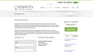 Contact Us | Simplicity™ Collection Software
