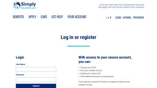 Log In | Simply Healthcare