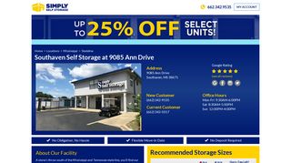 Southaven Storage Facility Ann Drive | Simply Self Storage