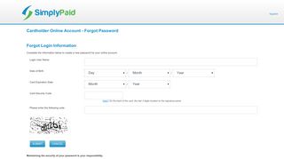 Forgot your password? - Insight Visa® Prepaid Card