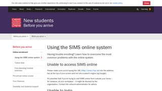 Using the SIMS online system - New students - Cardiff University