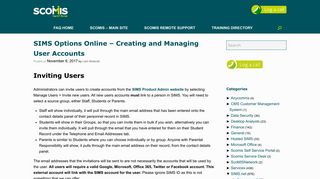 SIMS Options Online - Creating and Managing User Accounts ...