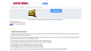 Sin Street Bingo | £5 + 10 Free Spins on Fluffy Too - OhMyBingo