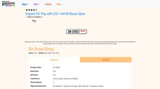 Sin Street Bingo Review | 100% Deposit Bonuses Available