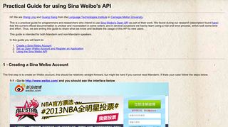 Sina Weibo API Guide - Carnegie Mellon School of Computer Science