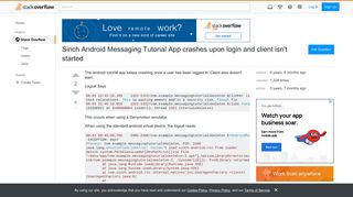 Sinch Android Messaging Tutorial App crashes upon login and client ...