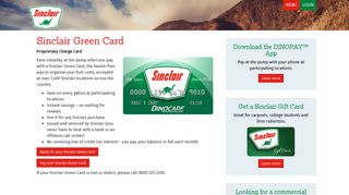 Sinclair Green Card | Sinclair Oil Corporation