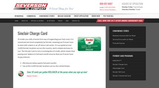 Sinclair Charge Card - Severson Oil Company