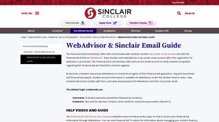 WebAdvisor & Sinclair Email Guide - Sinclair Community College