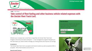 Sinclair Fleet Track Card - Fuel Management Program