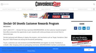 Sinclair Oil Unveils Customer Rewards Program | Convenience Store ...