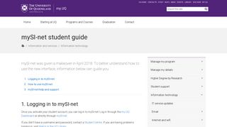 mySI-net student guide - my.UQ - University of Queensland