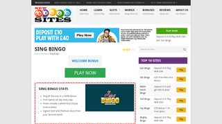 Sing Bingo - Get Your 300% Bonus Worth £60 today! - Bingo Sites
