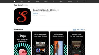 Singa: Sing Karaoke & Lyrics on the App Store - iTunes - Apple