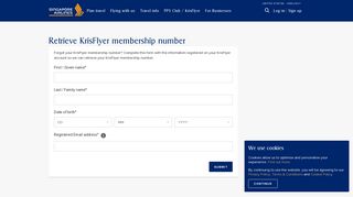 Log-in help | Retrieve membership number - Singapore Airlines