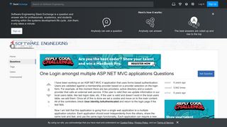 One Login amongst multiple ASP.NET MVC applications Questions ...