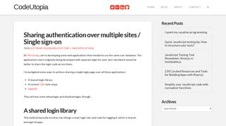 Sharing authentication over multiple sites / Single sign-on | CodeUtopia