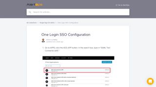One Login SSO Configuration | AlertOps Help Center