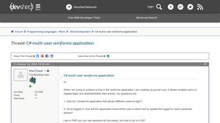 C# multi-user winforms application. - Dev Shed Forums