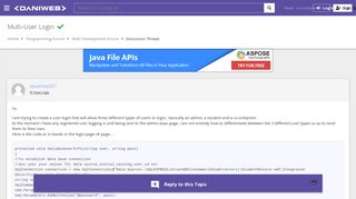 asp.net - Multi-User Login [SOLVED] | DaniWeb