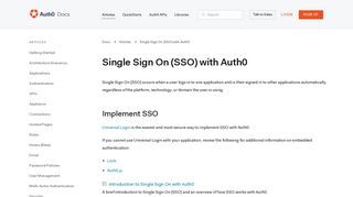 Single Sign On (SSO) with Auth0