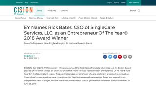 EY Names Rick Bates, CEO of SingleCare Services, LLC, as an ...